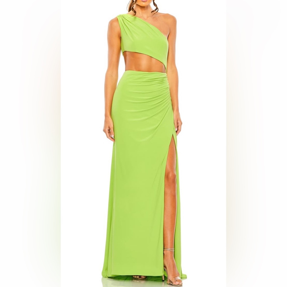 One Shoulder Cutout Gown - green